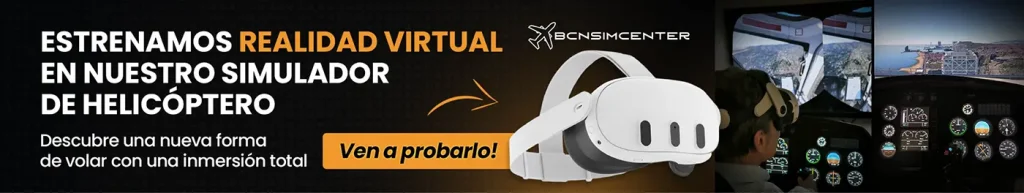 Banner promocional simulador de helicoptero con realidad virtual