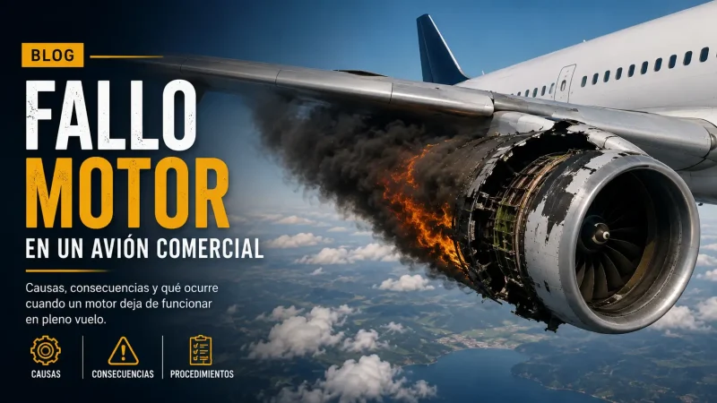 Motor de avión comercial en vuelo — seguridad aviación BCN Sim Center Barcelona