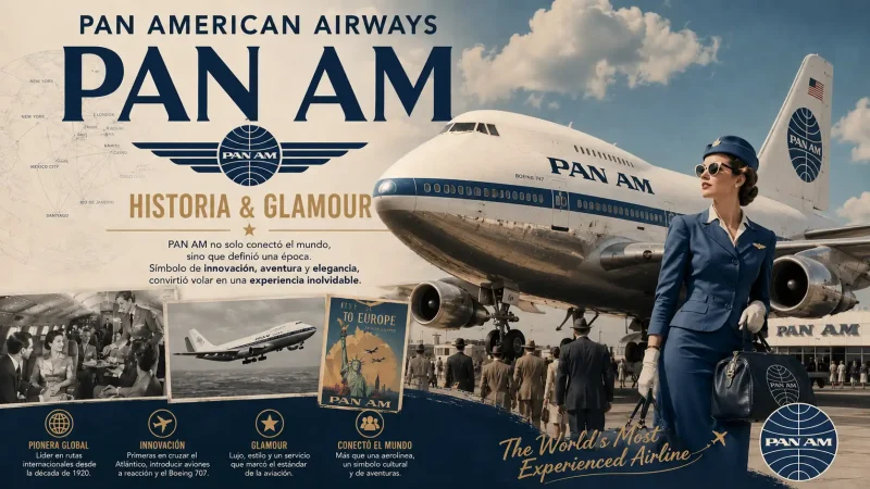 Boeing 747 de Pan Am en vuelo con su icónico logo azul — Pan American Airways era del jet historia — BCN Sim Center