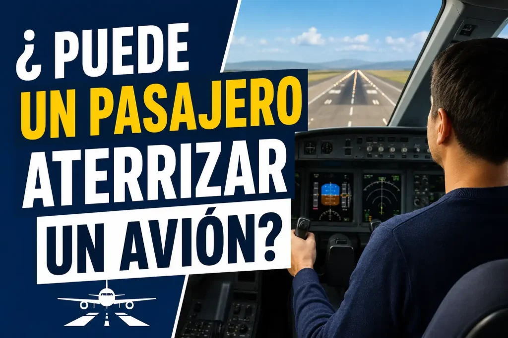 aterrizar-pasajero Vista desde cabina de avión comercial en aproximación a pista — puede un pasajero aterrizar un avión — BCN Sim Center