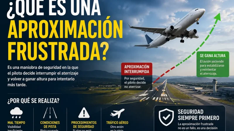 Avión comercial ascendiendo con potencia máxima tras abortar el aterrizaje — aproximación frustrada go-around procedimiento seguro — BCN Sim Center