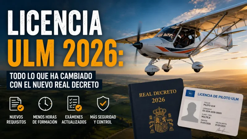 Avión ultraligero en vuelo — licencia ULM nueva normativa 2026 RD 182/2026 — BCN Sim Center