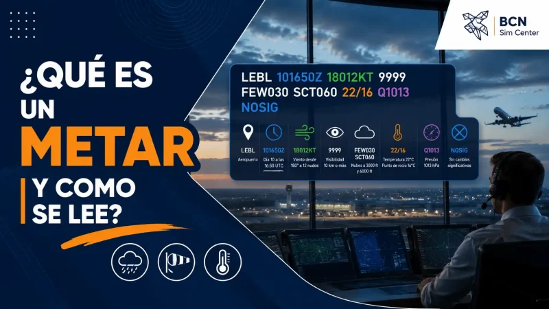 Piloto consultando informe METAR en tablet antes del vuelo — qué es un METAR aviación — BCN Sim Center