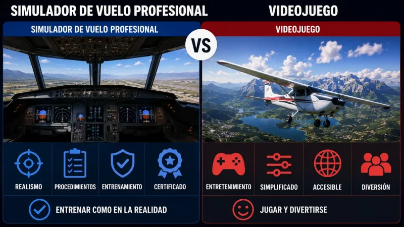 Cabina de simulador de vuelo profesional Boeing 737 con instrumentos reales — simulador de vuelo profesional vs videojuego — BCN Sim Center