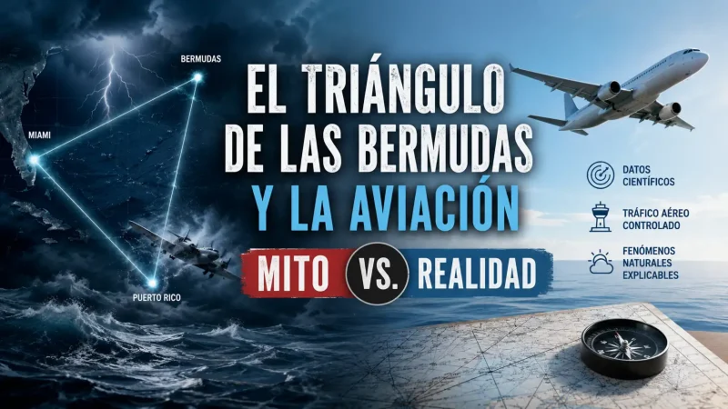 Mapa del Triángulo de las Bermudas entre Miami, Bermudas y Puerto Rico — mito realidad aviación desapariciones — BCN Sim Center