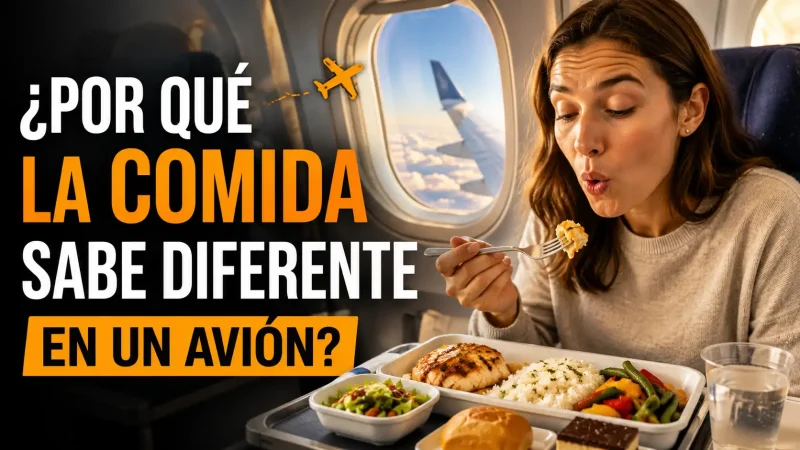 Bandeja de comida de aerolínea con plato principal, pan y postre — comida avión sabe diferente presurización cabina — BCN Sim Center