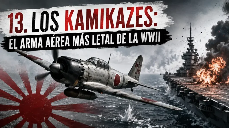 Avión kamikaze japonés Zero sobrevolando un destructor estadounidense en el Pacífico en 1945 — kamikazes pilotos suicidas Segunda Guerra Mundial — BCN Sim Center